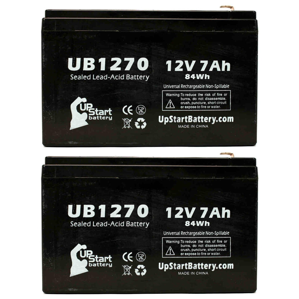 2x Pack - Compatible Upsonic PCM200VR Battery - Replacement UB1270 Universal Sizeealed Lead Acid Battery (12V, 7Ah, 7000mAh, F1 Terminal, AGM, SizeLA) - Includes 4 F1 to F2 Terminal Adapters