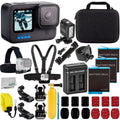 GoPro HERO10 (Hero 10) Black with Deluxe Accessory Bundle: 3x Replacement Batteries, Dual USizeB Charger, Underwater LED Light with Bracket, Water Resistant Action Camera Case, & Much More