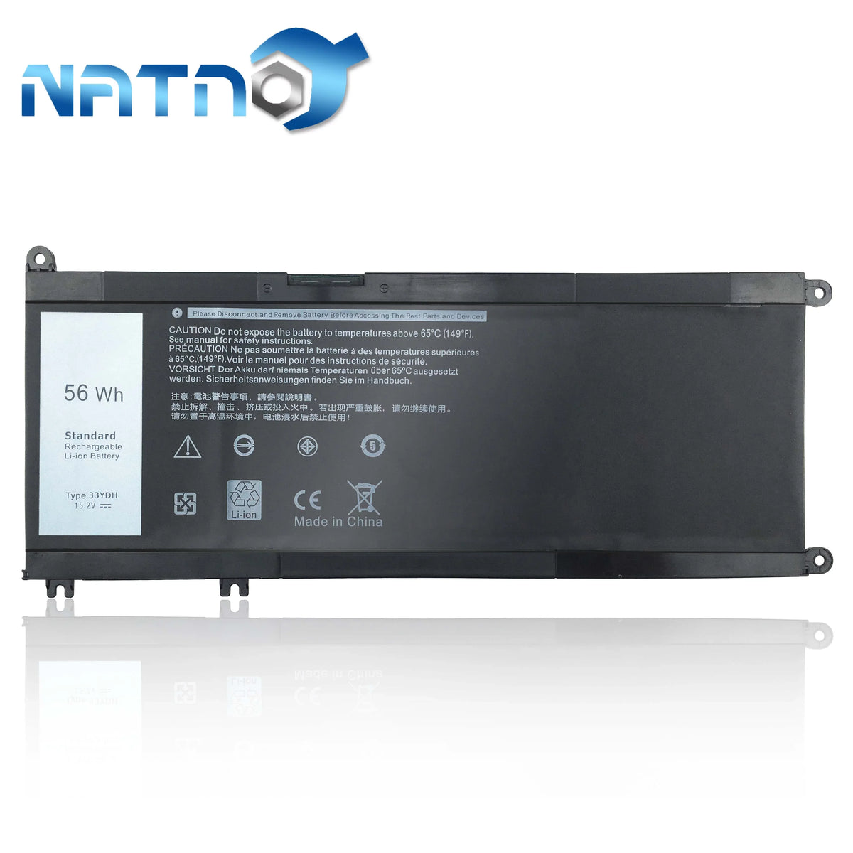 Battery for Dell 33YDH 17 7000 7779 13 7353 17 7778 15 7778 15 7577 P30E 7786 7773 3779 G5 / 7588 3579 5587 G7 / G3 Latitude 13 3380 14 3490 - High Performance 15.2V/56Wh
