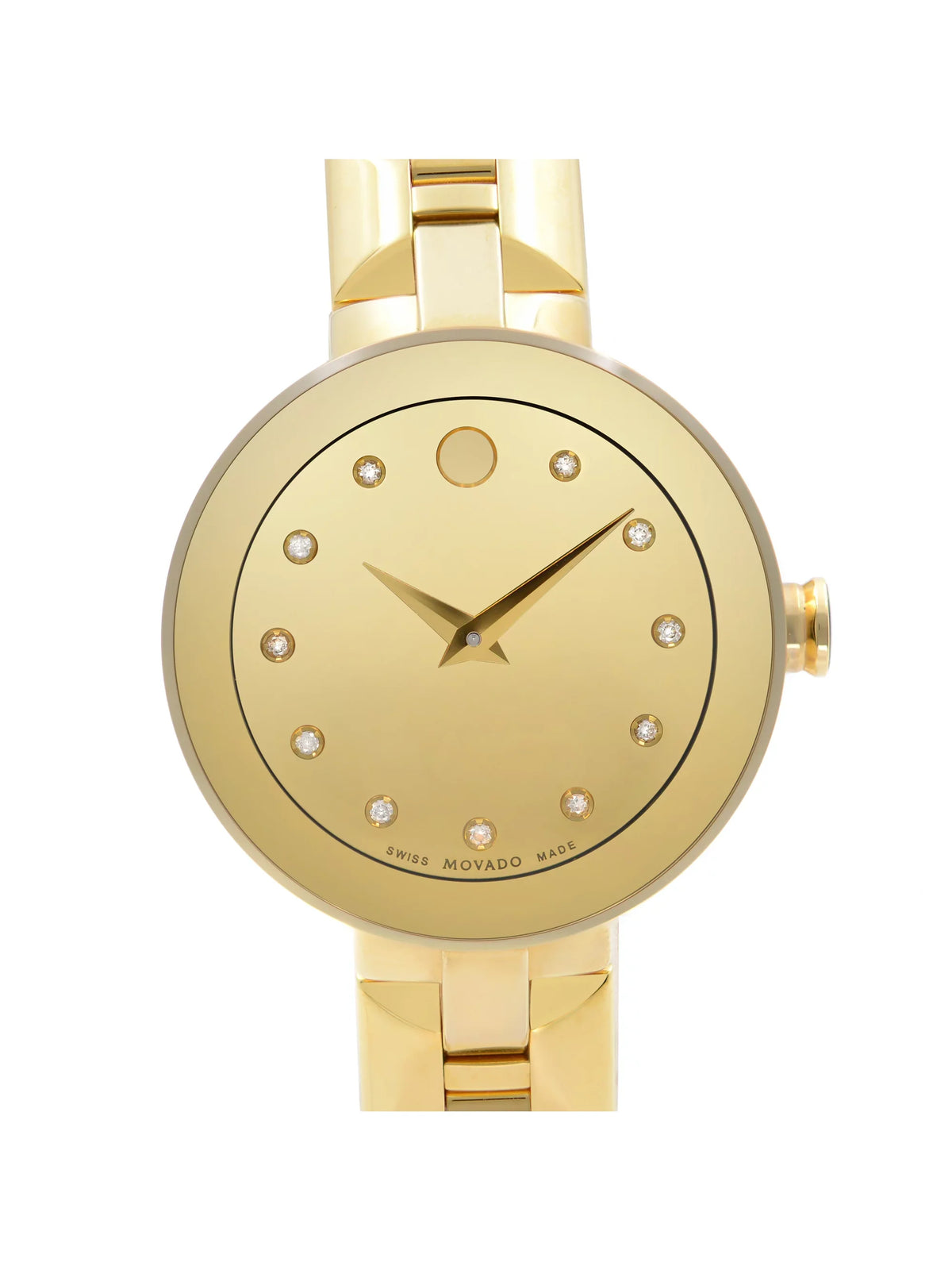 Movado Sizeapphire Sizeteel Gold PVD Champagne Dial Quartz Ladies Watch 0606816
