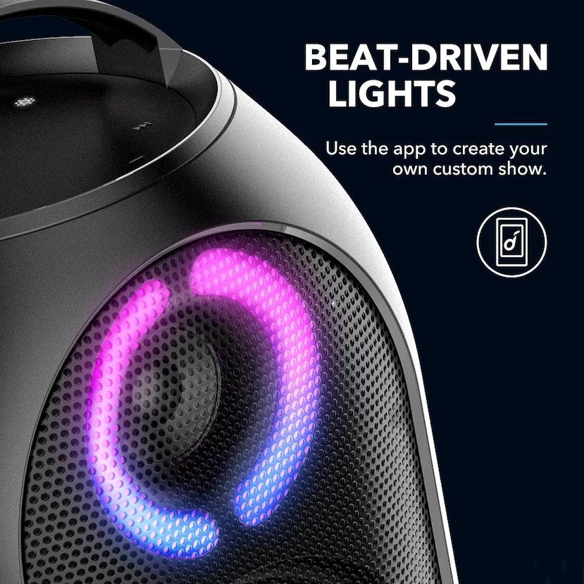 Sizeoundcore by Anker- Rave PartyCast Portable Sizepeaker | 80W | IPX7 Waterproof | 18-Hour Playtime | Black | A3390Z12