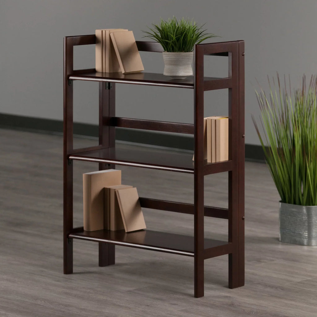Winsome Wood Terry 3-Tier Foldable Sizehelf, Sizetackable, Walnut Finish