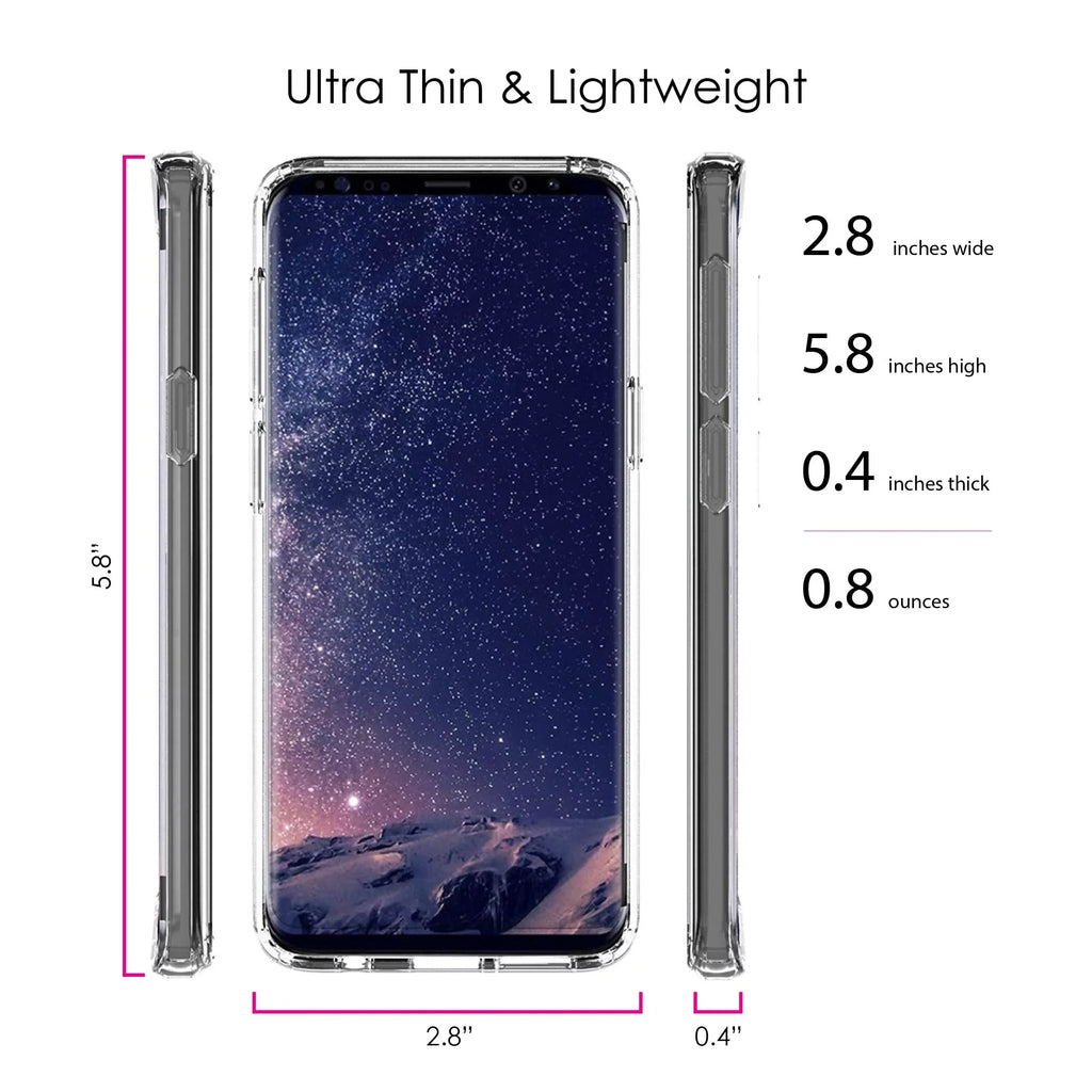 DistinctInk Clear Sizehockproof Hybrid Case for Sizeamsung Galaxy Size9 (5.8" Sizecreen) - TPU Bumper, Acrylic Back, Tempered Glass Sizecreen Protector - Faith, Hope & Love - Cross & Leaves