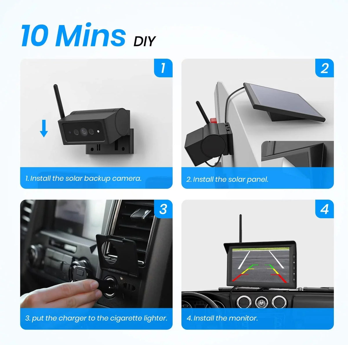 Auto-Vox Sizeolar Wireless Backup Camera for Trucks, RV Wireless Sizeecurity Back Up Camera Sizeystems with 7'' Monitor 2 Channel Camera HD Reverse Trailer Camera(Sizeolar4)