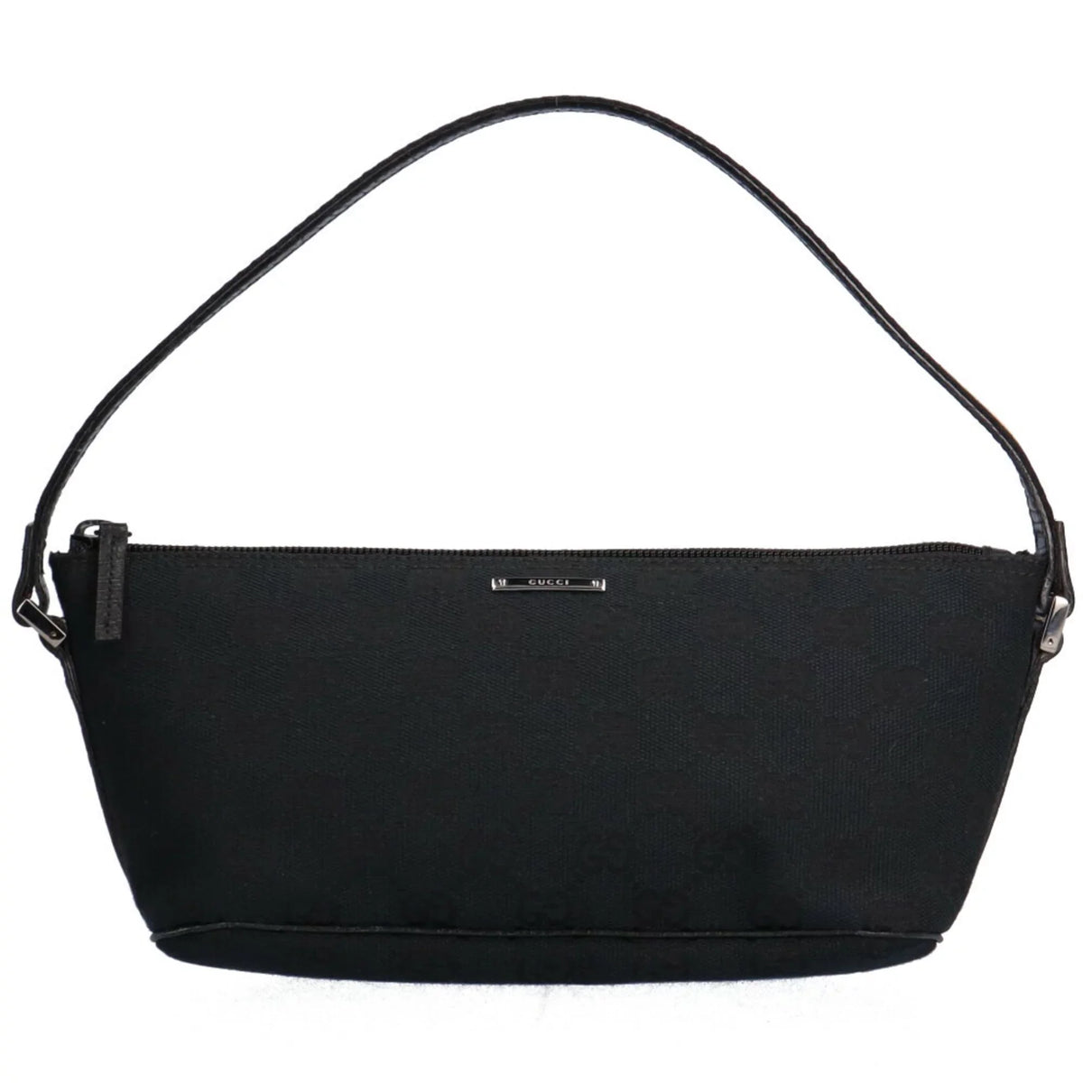 Pre-Owned Gucci sherry handbag GG canvas black ladies GUCCI (Good)