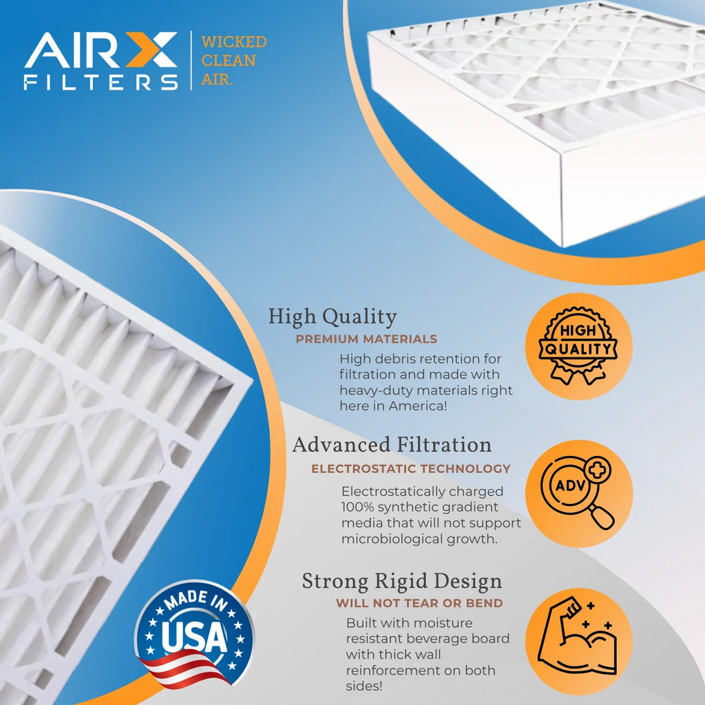 16x25x5 Air Filter MERV 8 Comparable to MPR 700 & FPR 5 Compatible with Field Controls # 46585900 Premium USizeA Made 16x25x5 Furnace Filter 2 Pack by AIRX FILTERSize WICKED CLEAN AIR.