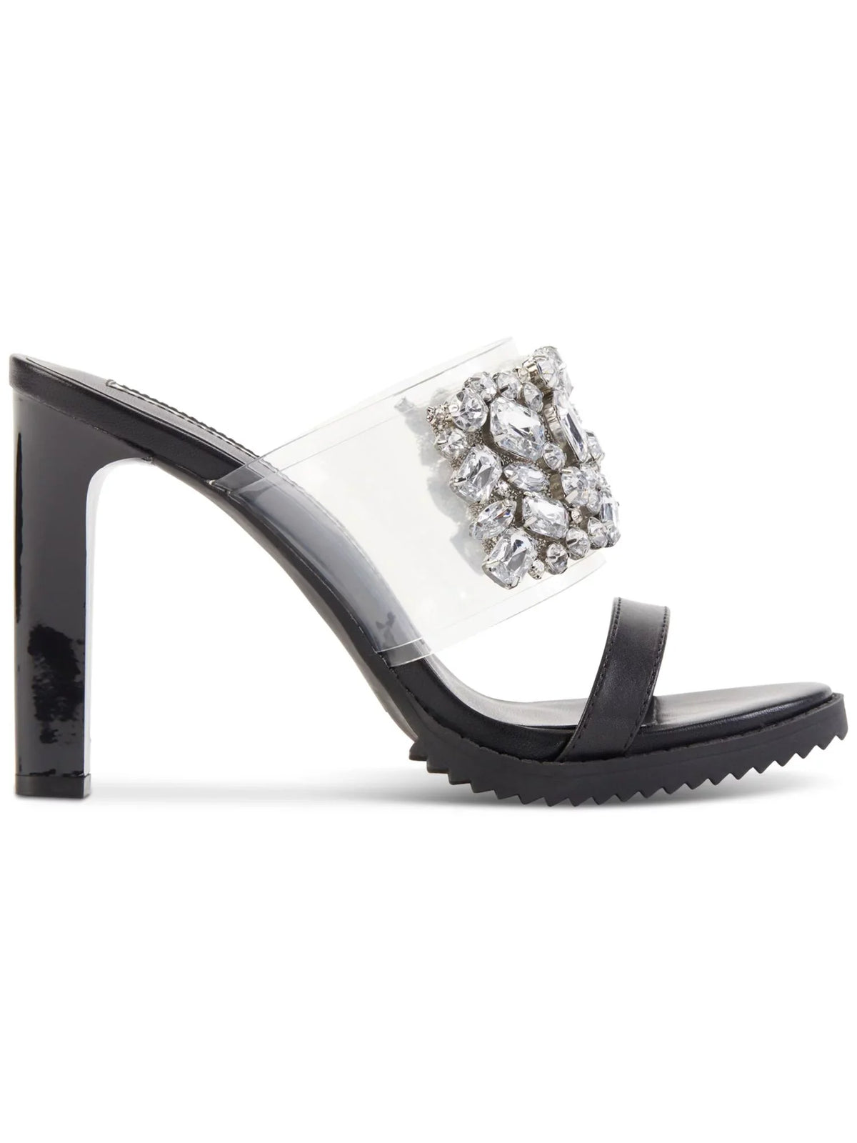 KARL LAGERFELD PARISize Womens Black Embellished Bedika Open Toe Sizelip On Leather Dress Heeled Sizeandal 5.5