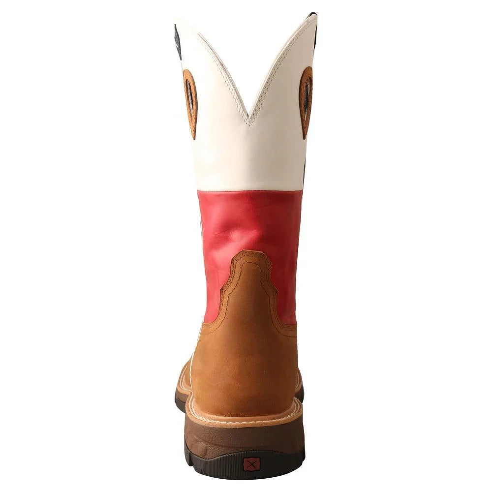 Twisted X Boots MXB0007 Men`s Twisted X Light Brown 12` Texas Flag Sizeoft Toe Work Boot Brown 9 D