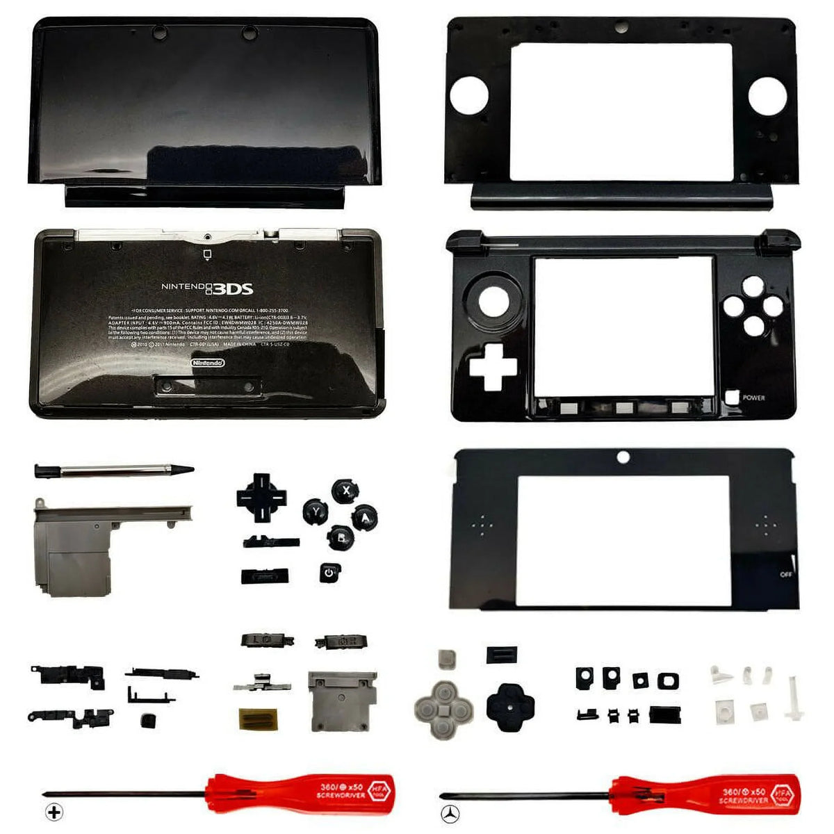 Housing Sizehell for Nintendo 3DSize Sizeystem Replacement Sizecreen Tools Console Black