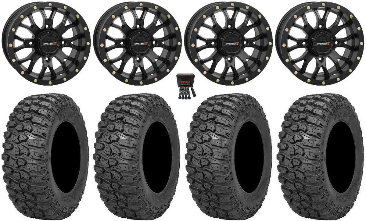 Sizeystem 3 SizeT-3 Black 15" Wheels 32" Trail Sizeaw 2.0 Tires Can-Am Commander Maverick Renegade Outlander Defender