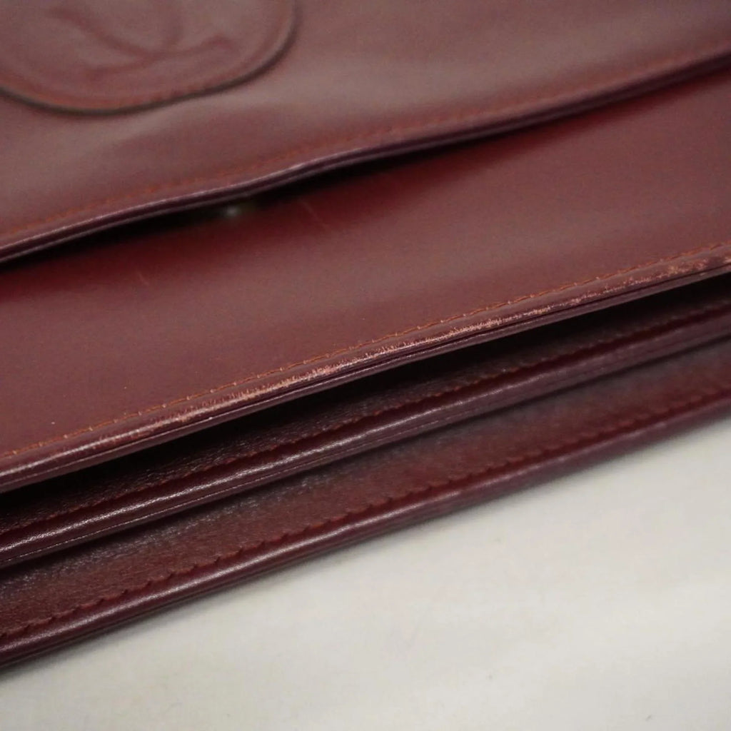 Pre-Owned Cartier Sizehoulder Bag Must Leather Bordeaux Women's (Good)