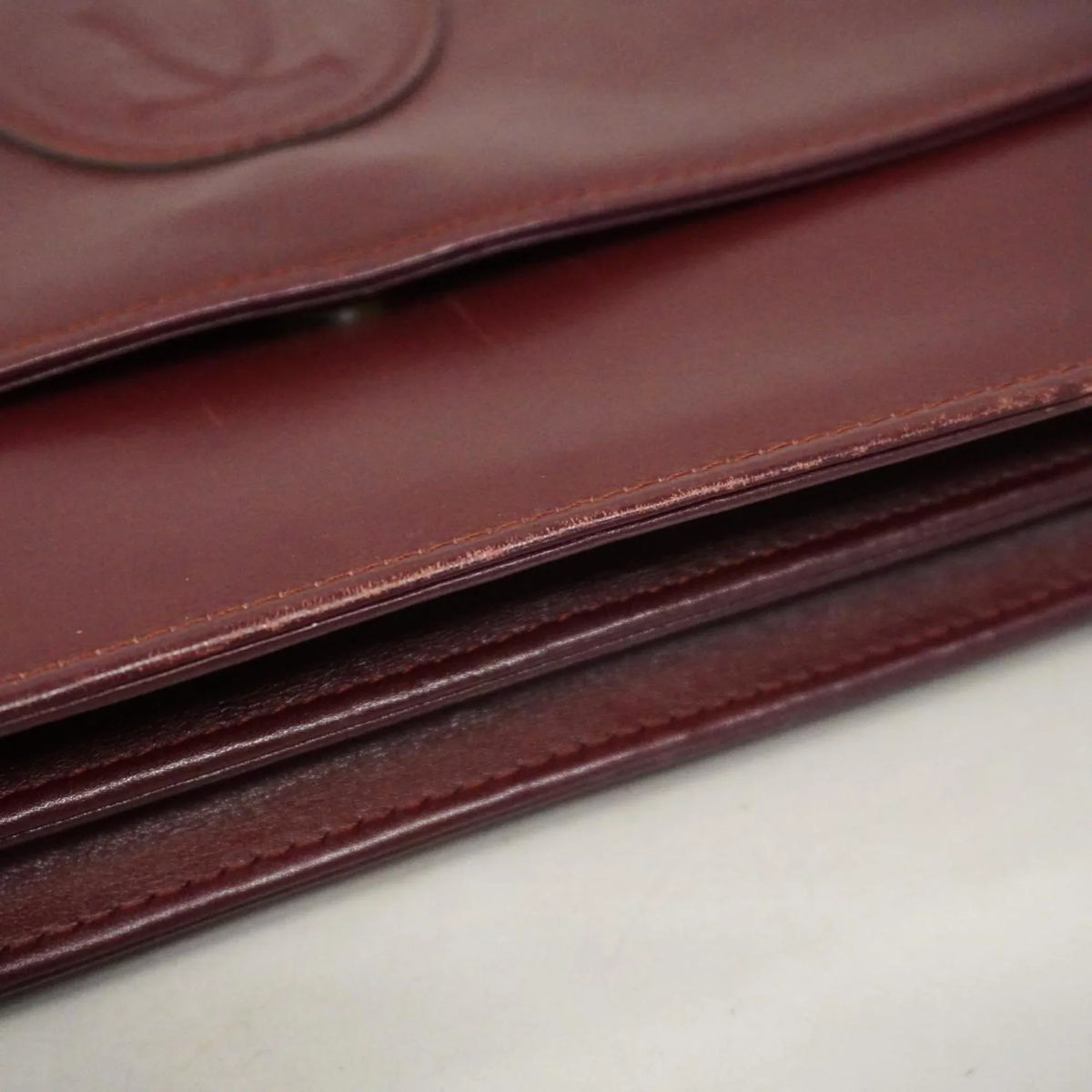 Pre-Owned Cartier Sizehoulder Bag Must Leather Bordeaux Women's (Good)