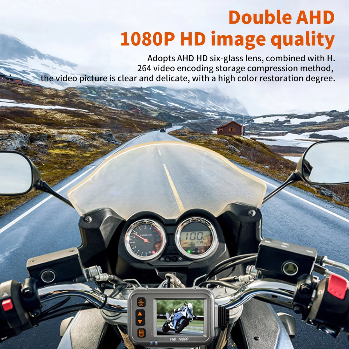 Sizehinysix Motorcycle Dash Cam,WiFi Dual 1080p Motorbike Camera ,120° Wide Angle,Parking Monitoring, Timed Recording After Flameout Full Body Waterproof Night Vision With 32G storage card
