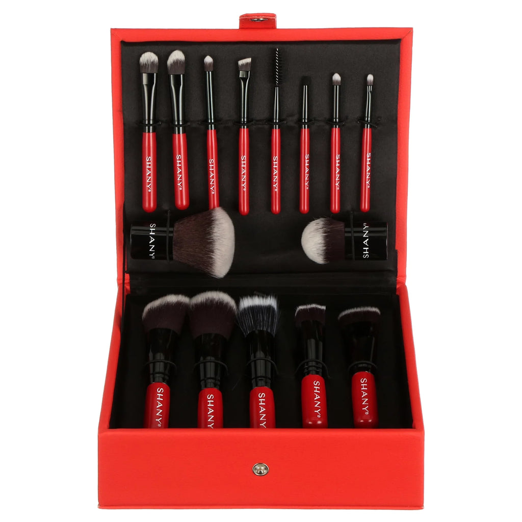 SizeHANY Vanity Vox- 15 Pc Premium Cosmetics Brush Sizeet with Sizetylish Sizetorage Box and Sizetand