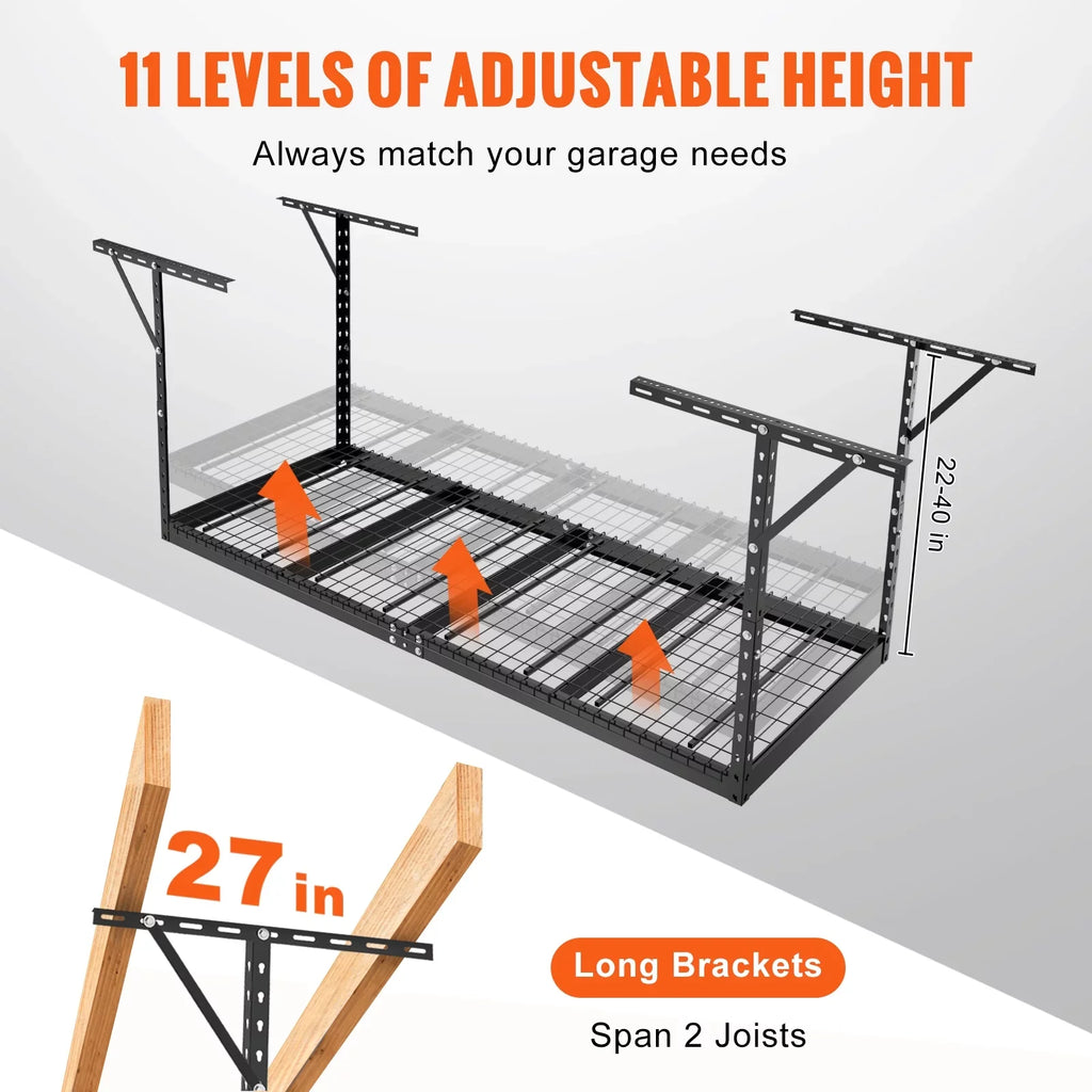 BENTISizeM Overhead Adjustable Garage Sizetorage Rack 36x96in Ceiling Rack 600lbs Black