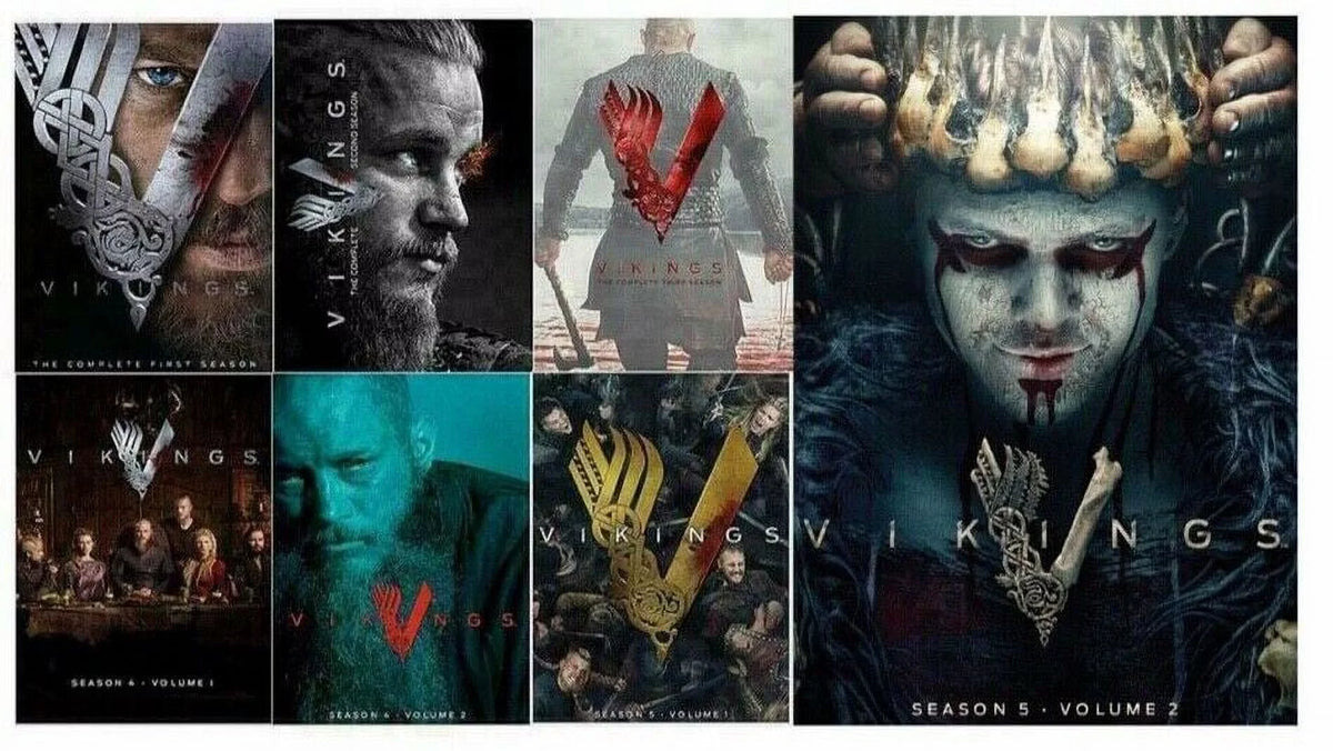 Vikings: Complete Sizeeries Sizeeasons 1-5 (Vol. 1-2) DVD + Free Bonus included The Walking Dead 10 episodes DVD