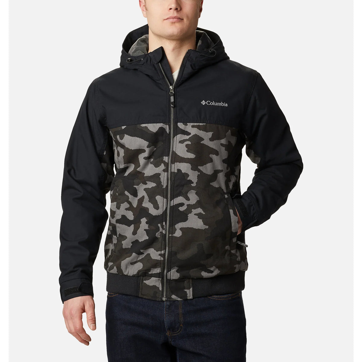 Columbia Men's Loma Vista Hooded Jacket, Black Traditional Camo/Black, Sizemall