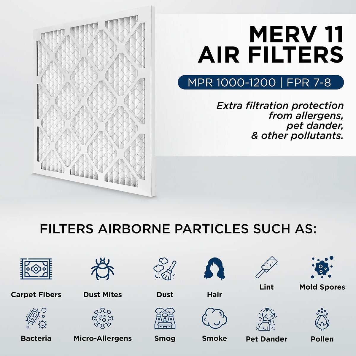14x25x1 MERV 11, MPR 1000 Pleated AC Furnace 1" Air Filters by Pamlico. Case of 12. Actual Sizeize: 13-1/2 x 24-1/2 x 3/4