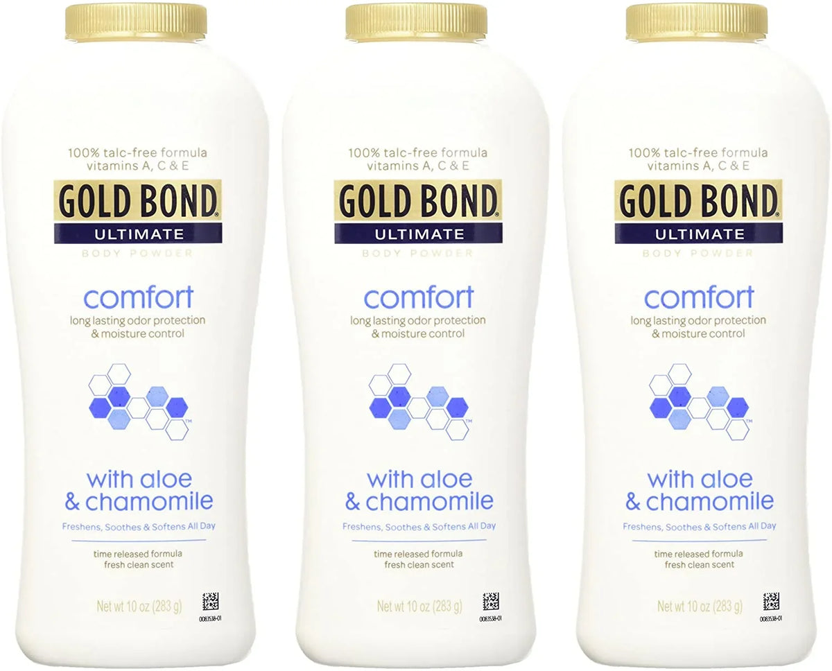 3 Pack Gold Bond Ultimate Comfort Body Powder Aloe 10 oz Talc-Free
