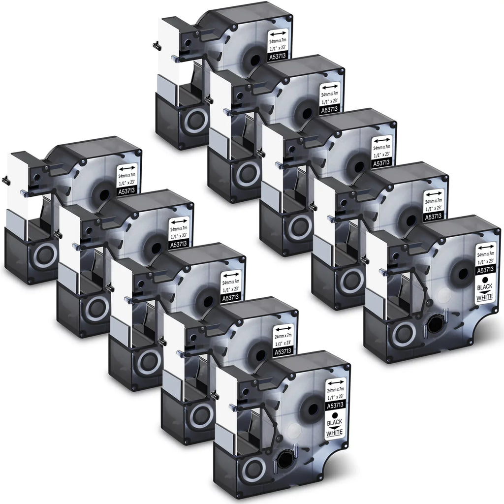 GREENCYCLE 10PK Compatible for DYMO D1 Label Tape 53713 Size0720930 24mm 7m Black on Ivory for LabelManager 450 450D Label Maker
