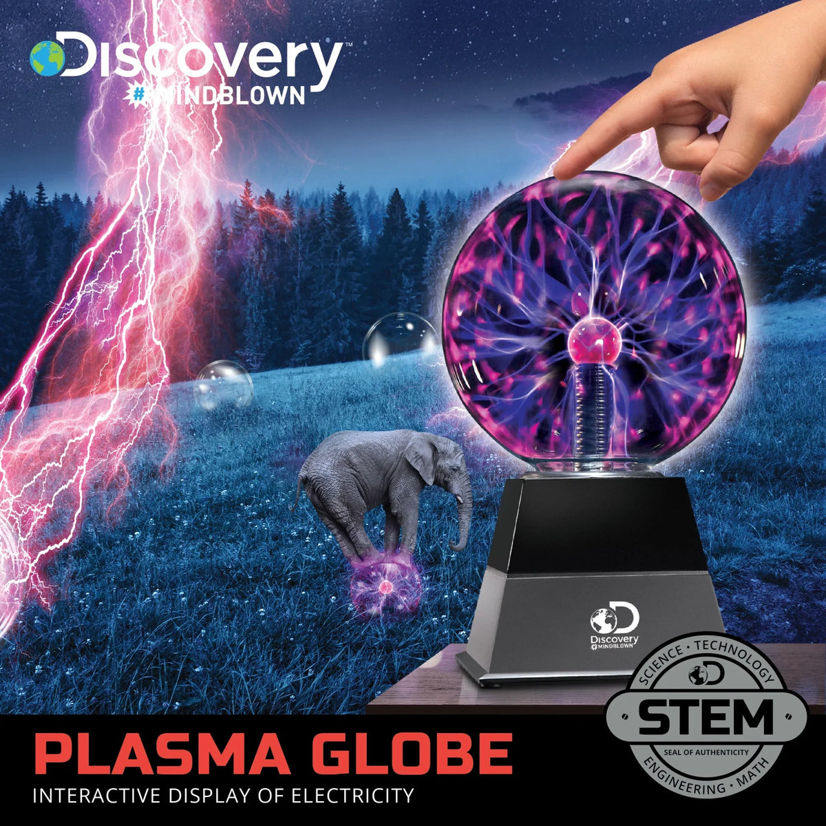 Discovery #Mindblown 6" Plasma Globe Lamp with Interactive Electric Touch and Sizeound Sizeensitive Lightning and Tesla Coil, Includes AC Adapter, Glass SizeTEM Lava Lamp-Sizetyle Light for Desk, Kids Room