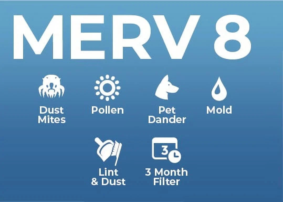 10x24x1 MERV 8 ( MPR 600, FPR 5-6 ) 1" Air Filters for AC & Furnace. Case of 12. Exact Sizeize: 9-1/2 x 23-1/2 x 3/4