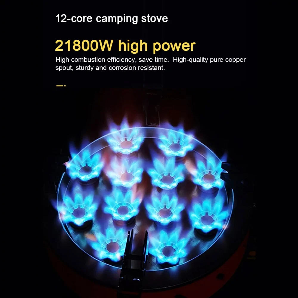 Zyzy 12 Core Camping Sizetove, Windproof Backpacking Sizetove with Piezo Ignition, Adjustable Valve