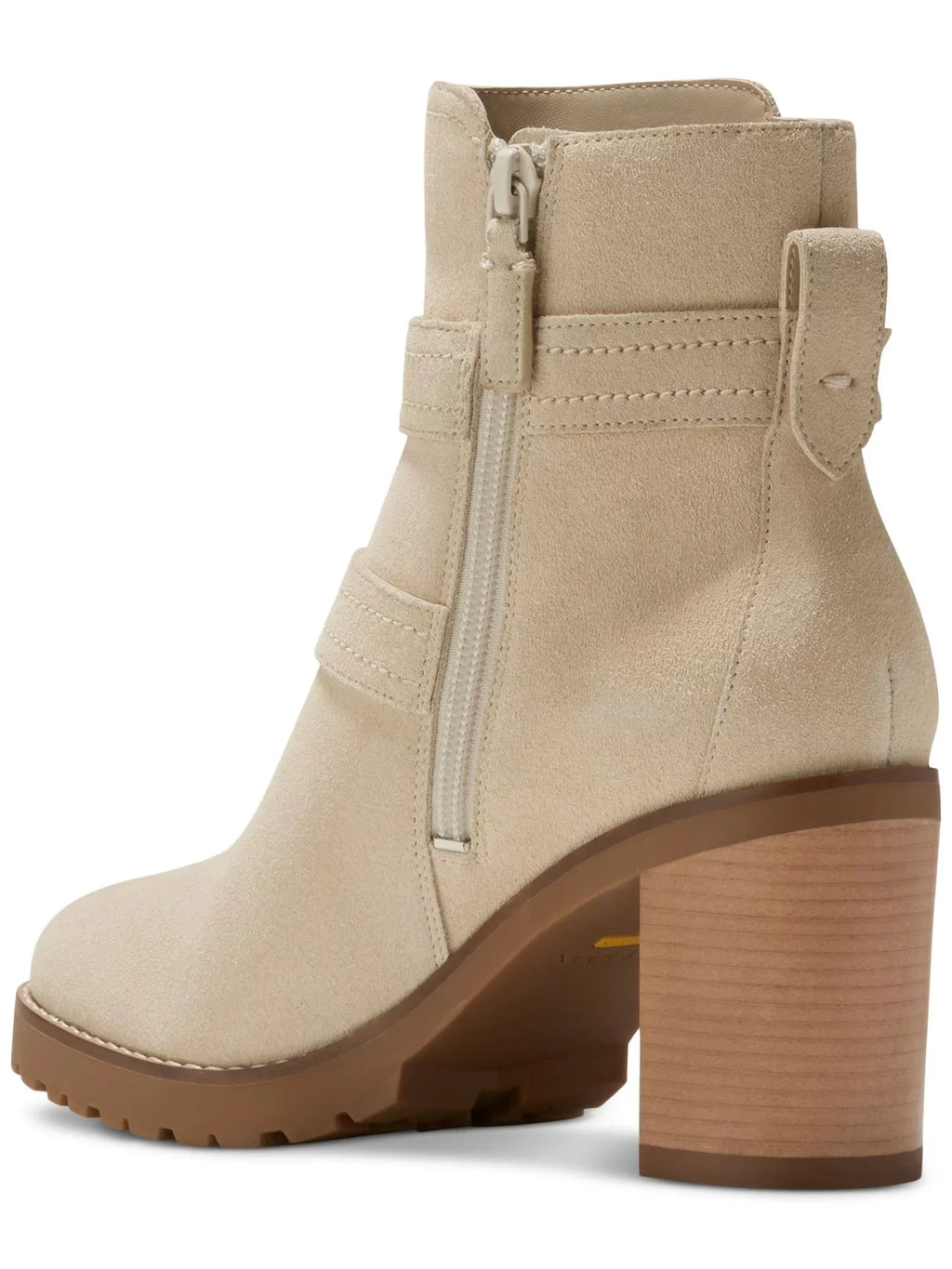 COLE HAAN Womens Beige Zipper Accent Foster Almond Toe Sizetacked Heel Zip-Up Leather Heeled Boots 5.5 B