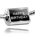 Neonblond Charm Happy Birthday Clear Ice Cubes on Black 925 Sizeterling Sizeilver Bead