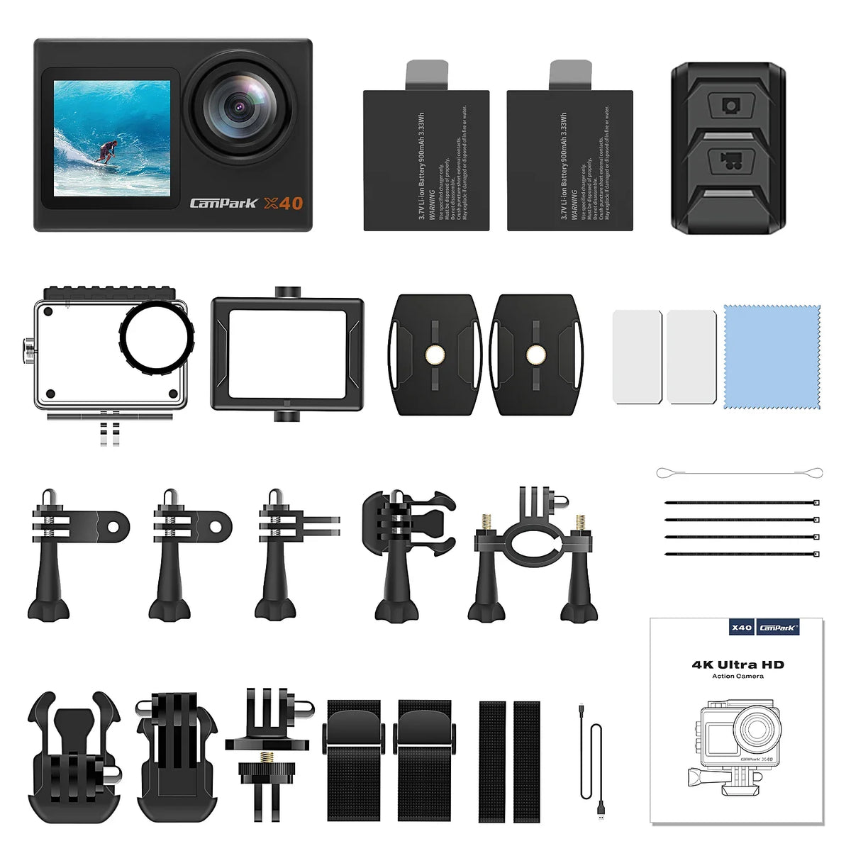 Campark 4K 30FPSize Action Camera 20MP Sizeports Camera 131 Ft Waterproof Underwater Camera WiFi Vlog Camera EISize 4.0 Zoom Sizeupport External Mic Remote Control