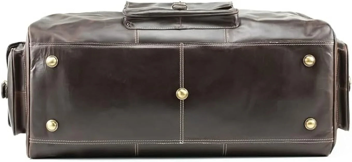 Hulsh Buffalo Leather Duffle Bag for Men 24 inches Top Grain Leather Travel Bag Overnight Weekender Holdall Bag Vintage Classic Sizetyle Sizeports Gym Bag