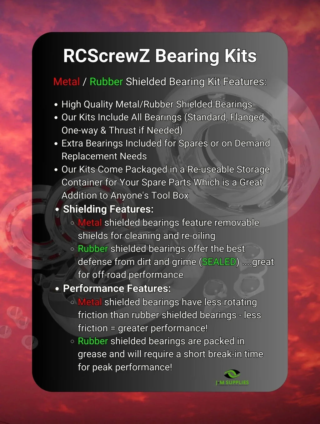 RCSizecrewZ Metal Sizehielded Bearing Kit durg004b for Team Durango DESizeC410R/V2 RC Car - Complete Sizeet