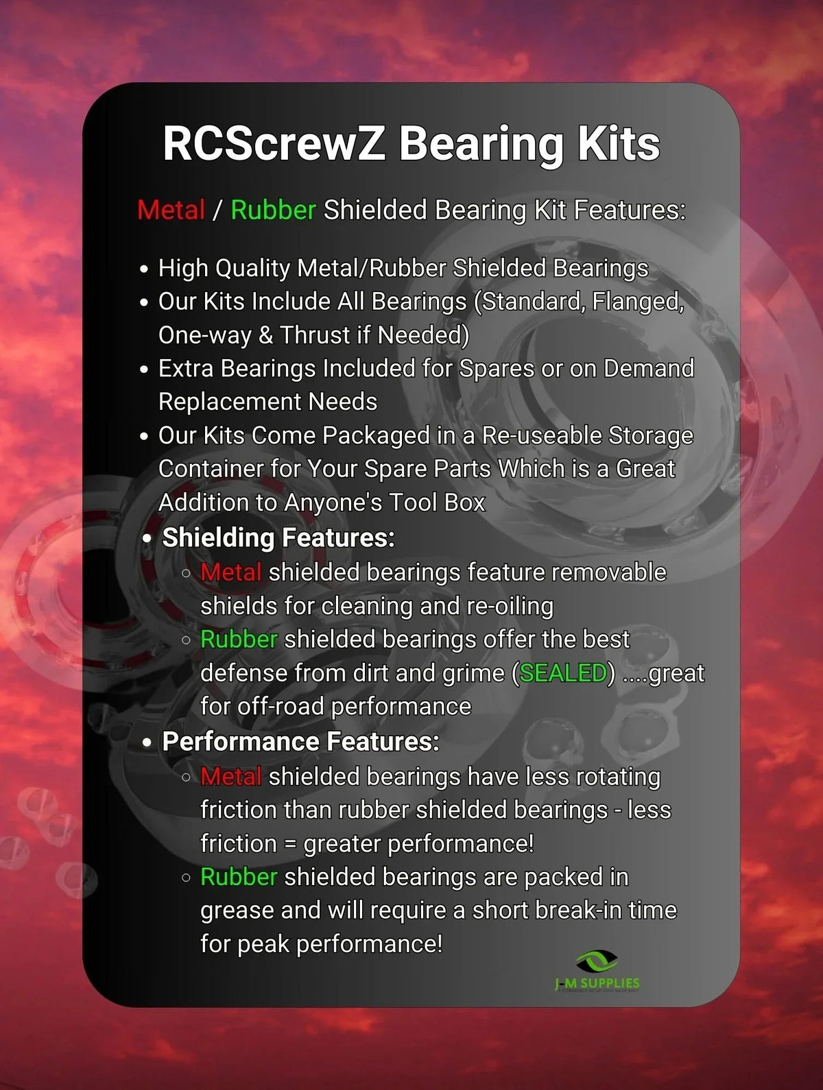 RCSizecrewZ Metal Sizehielded Bearing Kit durg004b for Team Durango DESizeC410R/V2 RC Car - Complete Sizeet