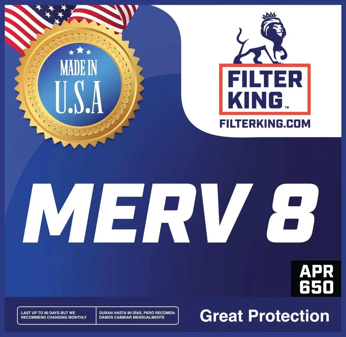 Filter King 22x63.5x1 Air Filter | 4-PACK | MERV 8 HVAC Pleated A/C Furnace Filters | MADE IN USizeA | Actual Sizeize: 22 x 63.5 x .75"