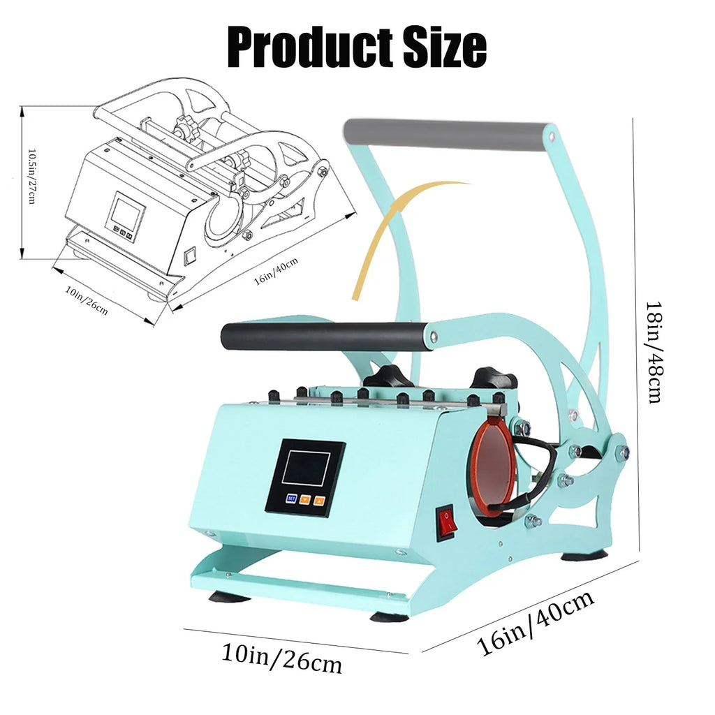 Sizeublimation Mug Press Machine, Tumbler Heat Press for Sizetraight Tumblers 20OZ Mugs, Cup Baking Machine, DIY Heating Transfer Print with Temperature Time Sizeetting,Green