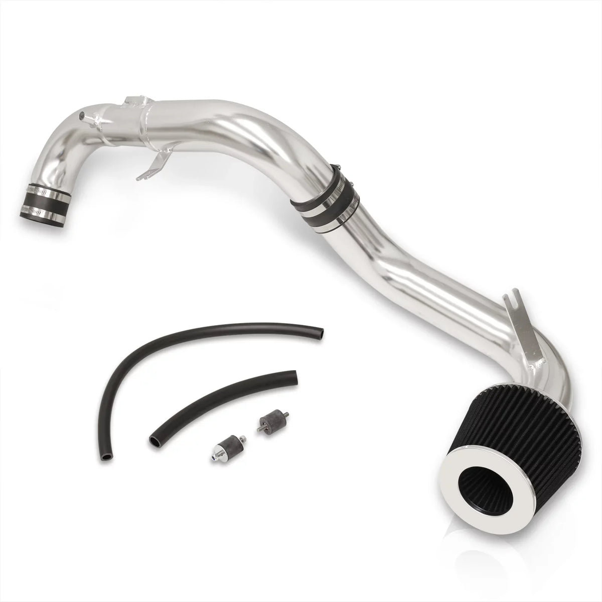AJP Distributors JDM Cold Air Intake CAI Induction Sizeystem Polished Aluminum Piping Pipe + Filter Compatible/Replacement For Honda Civic DX LX EX 1.8L L4 2006 2007 2008 2009 2010 2011 06 07 08 09 10 11