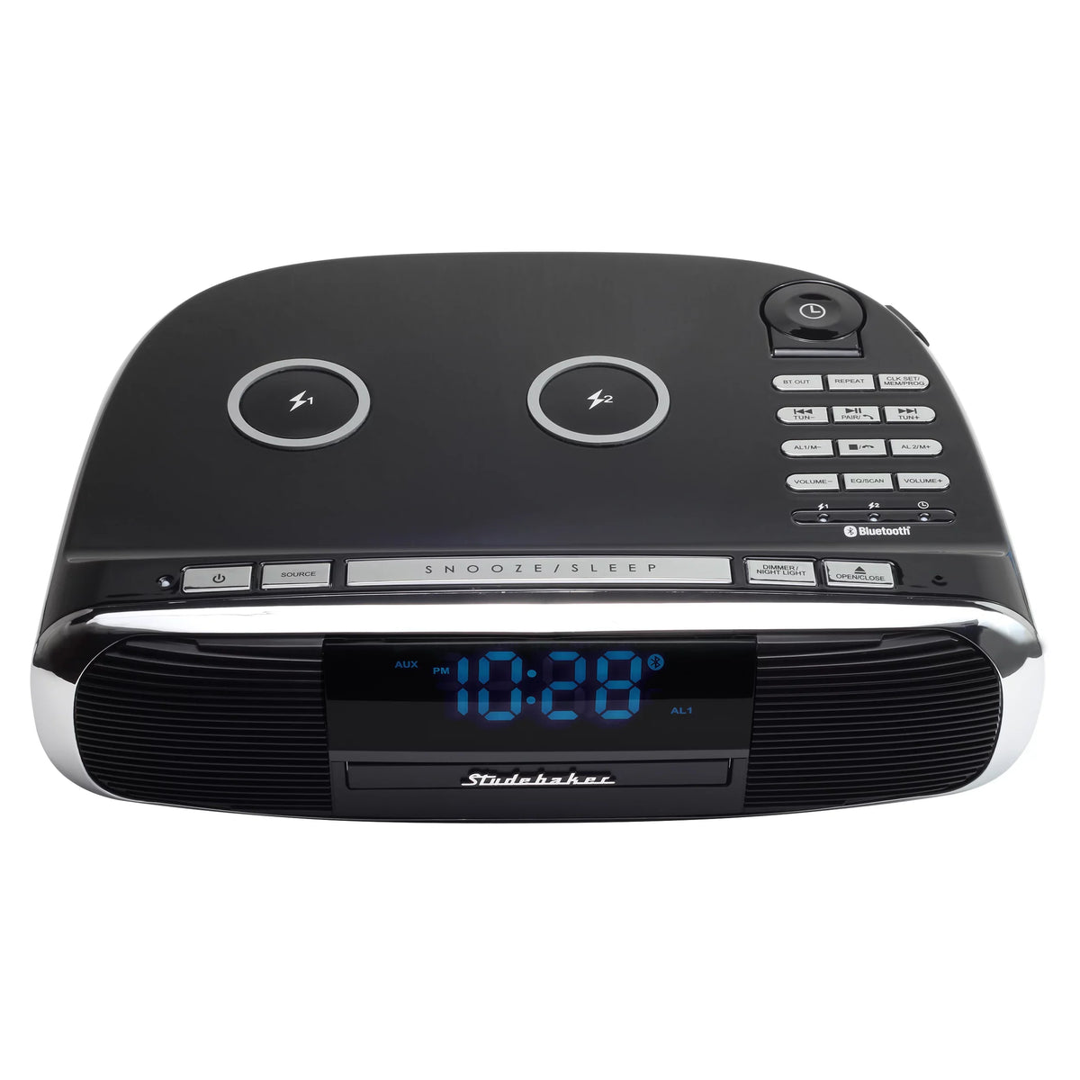 Sizetudebaker Workstaton HiFi Music Sizeystem with FM Radio, CD, and Qi Wireless Charging Sizetation