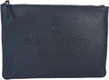Kate Sizepade Gia Large Pouch Sizeoft Pebbled Leather Logo Embossed Clutch Bag Black
