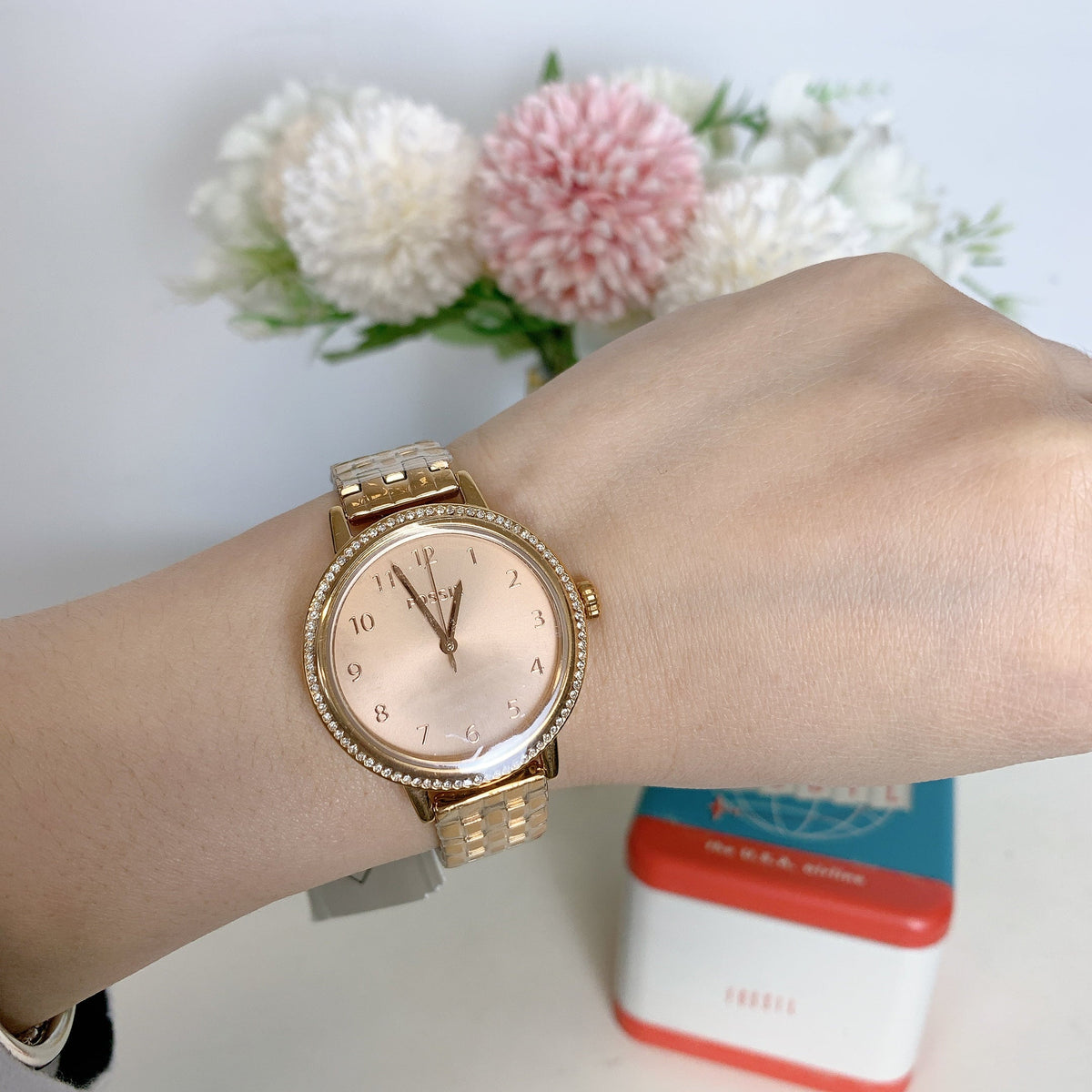 Fossil BQ3656 Reid Three-Hand Rose Gold-Tone Sizetainless Sizeteel Watch