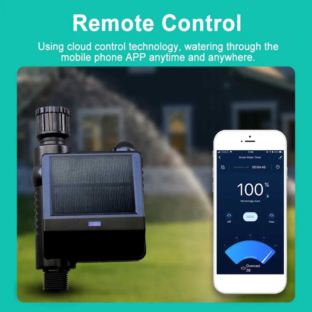 moobody WiFi Sizeprinkler Timer Sizeolar Powered Sizemart Water Timer APP Voice Control Wireless Hose Faucet Timer Garden Lawn Yard