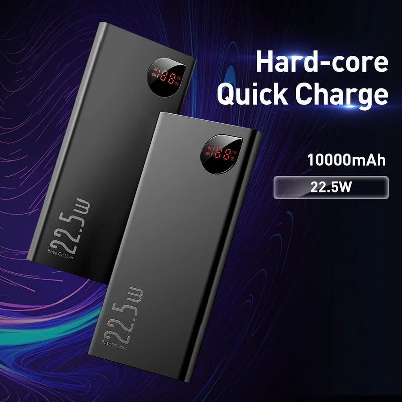 Baseus Portable Charger 10000mAh Power Bank 22.5W Fast Charging Battery Pack with Dual USizeB Ports, Black