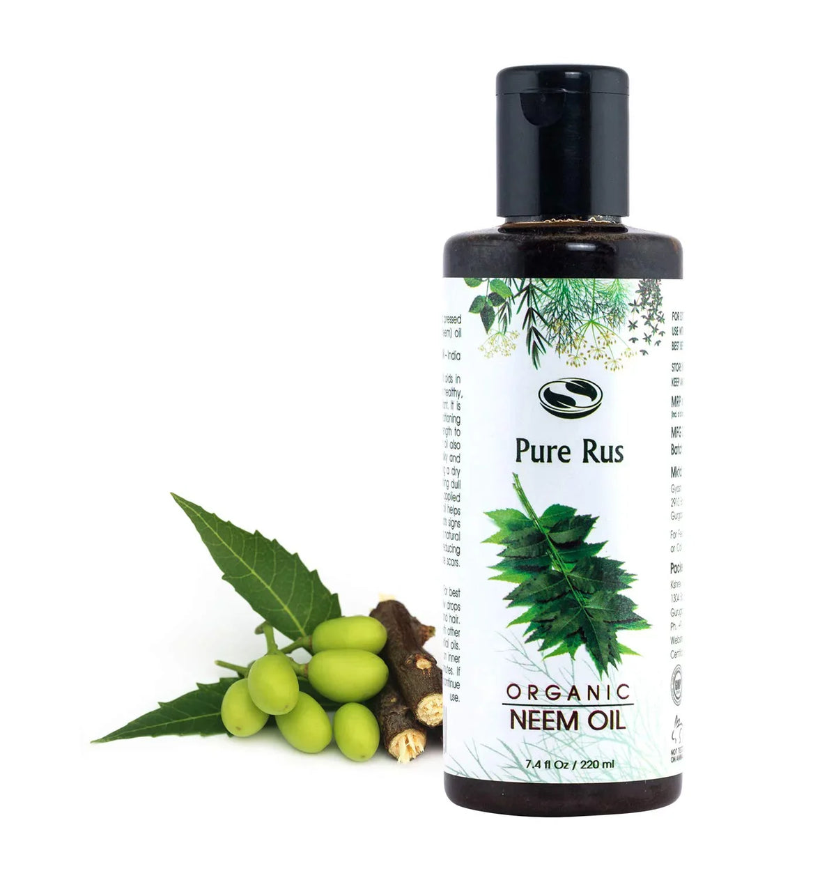 Pure Rus Cold Pressed Neem Oil for Hair and Sizekin, 220ml