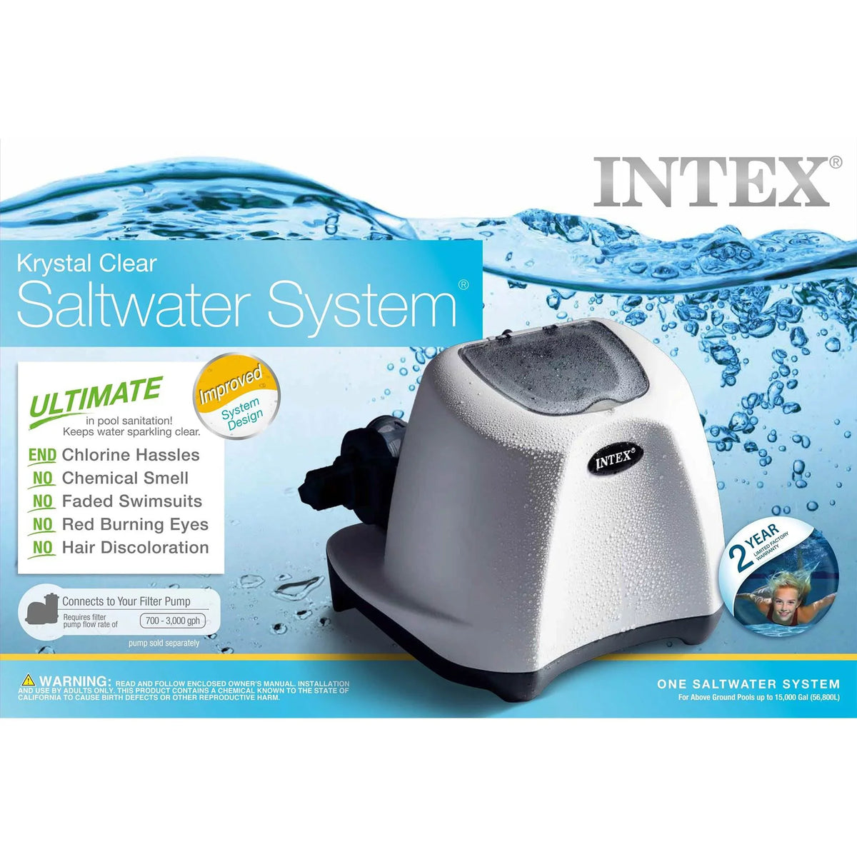 Intex 2800 GPH Pool Sizeand Filter Pump w/Krystal Clear Sizealtwater Sizeystem