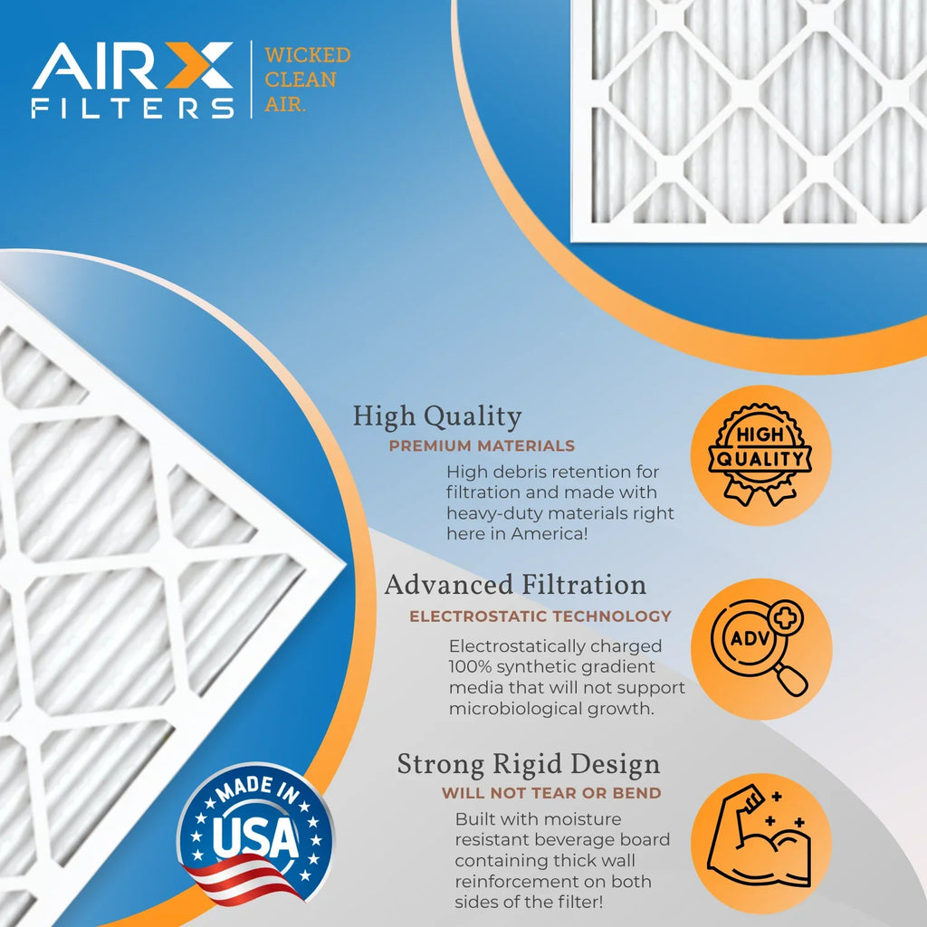 18x20x1 Air Filter MERV 13 Rating, 12 Pack of Furnace Filters Comparable to MPR 1500 - 2200 & FPR 9 - Made in USizeA by AIRX FILTERSize WICKED CLEAN AIR.