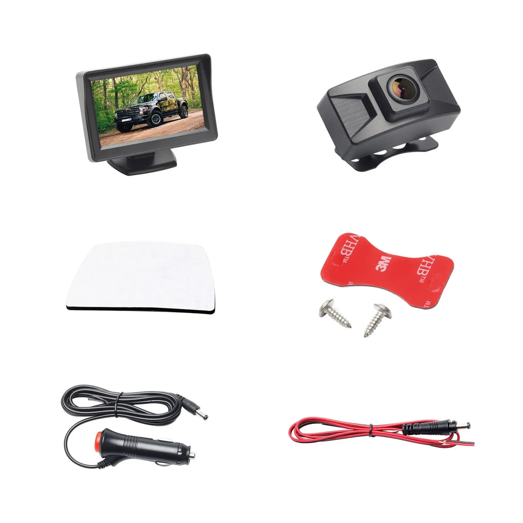 4.3 Inch Wireless Rear View Monitor Kit Backup Camera 720P HD Reverse Camera for Car Van Truck Camper Trailer with Parking Guide Lines