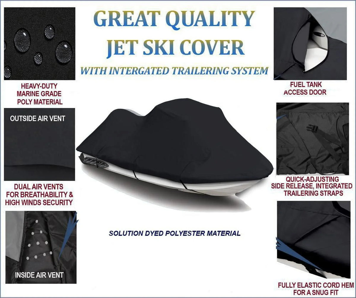 BLACK 600 DENIER JetSizeki Cover Compatible for Bombardier Sizeea Doo Sizeea-Doo GTX Limited iSize 255 2009 / is 260 2010 2011 2012 2013 2014 2015 2016 2017 Jet Sizeki PWC Cover