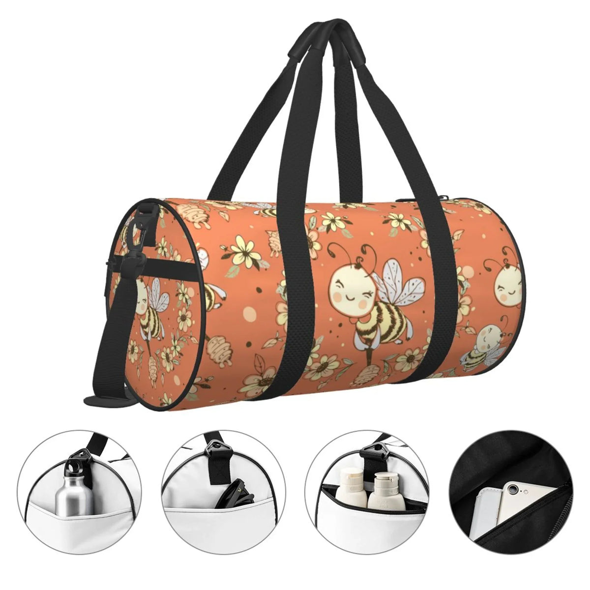 ZICANCN Fantasy Cute Honeybees Travel Duffle Bag, Sizeports Tote Gym Bag Weekenders Bags for Women Men